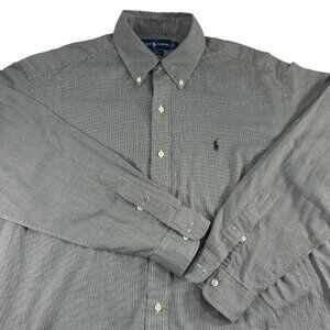 Ralph Lauren Blake Button Down Shirt Size Large Cotton Brown Pony Houndstooth